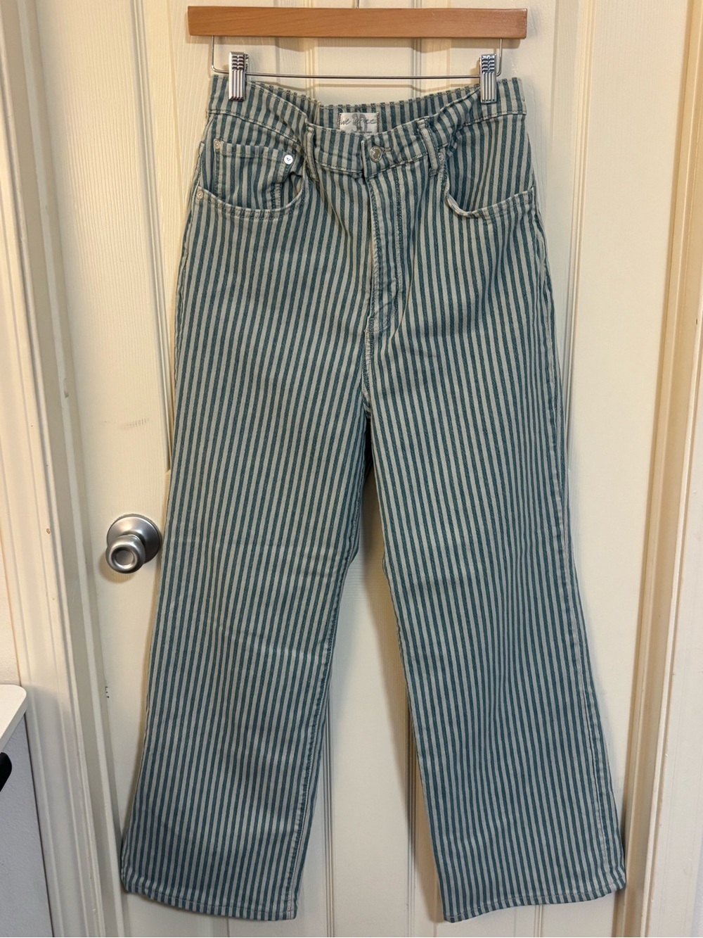 Free People We The Free Striped Straight Leg Pants Size 30